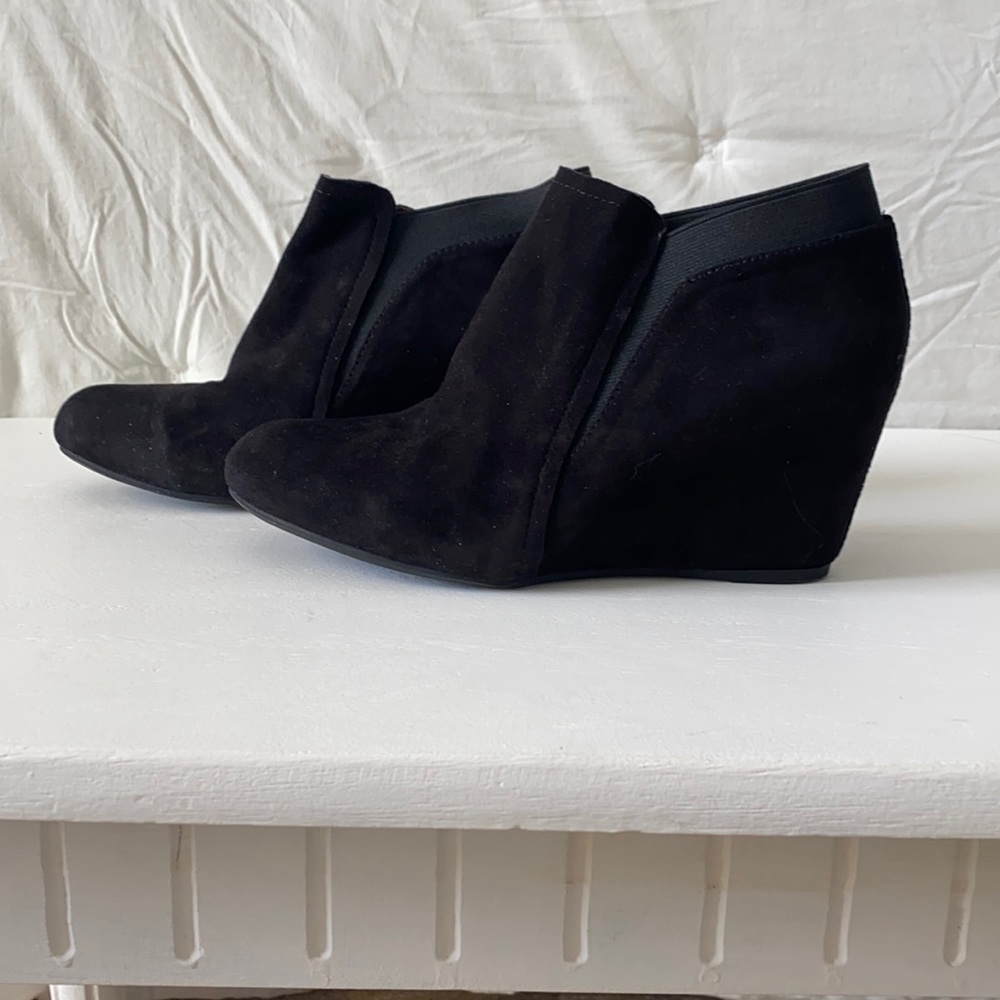 Gentle Souls Fulham black suede wedge booties 8